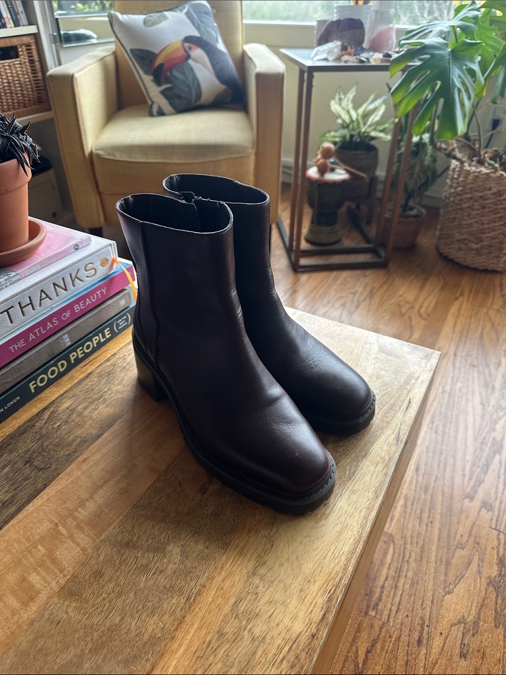 Cole Haan Dark Brown Leather Ankle Lug Booties